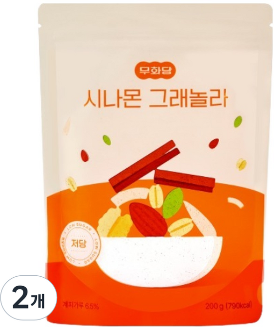 무화당 저당 프로틴 시나몬 그래놀라, 2개, 200g