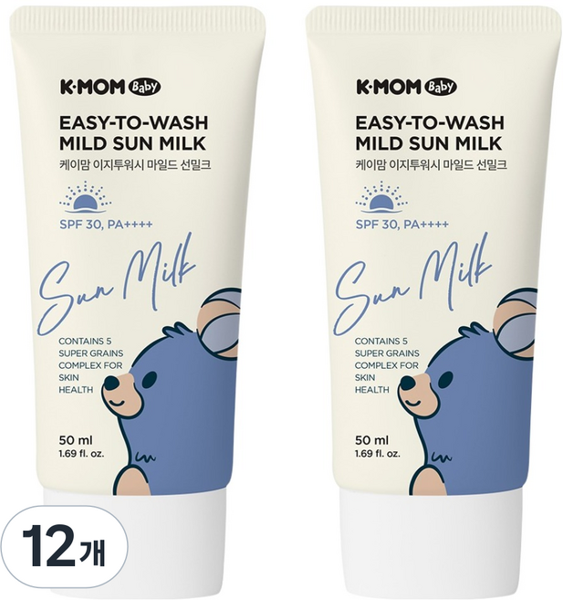 케이맘 이지투워시 마일드 선밀크 SPF30 PA++++, 50ml, 12개