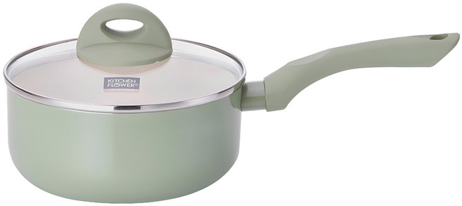 쿠킨 키친플라워 IH인덕션 칼라냄비 편수, 18cm, 그린, 1개