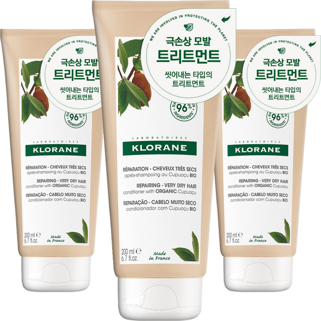 클로란 쿠푸아수 버터 극손상모 헤어트리트먼트, 200ml, 3개