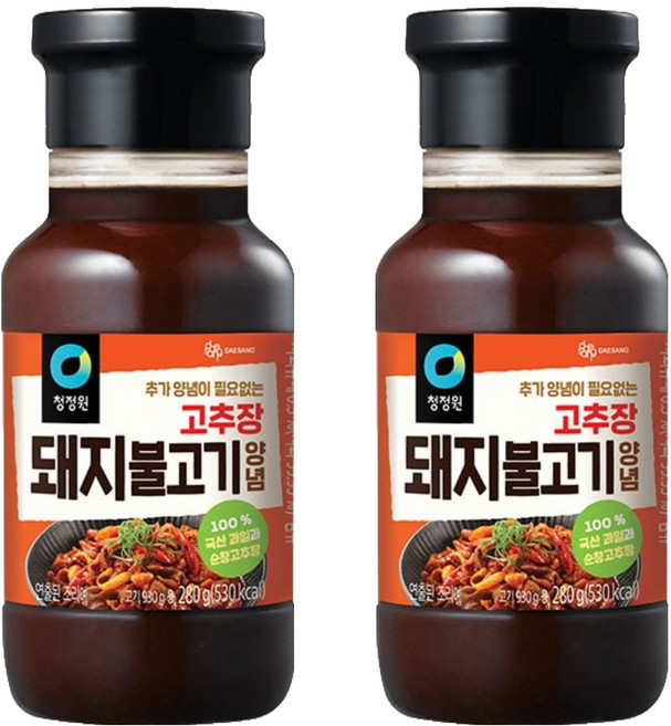 청정원 고추장 돼지불고기 양념, 280g, 2개