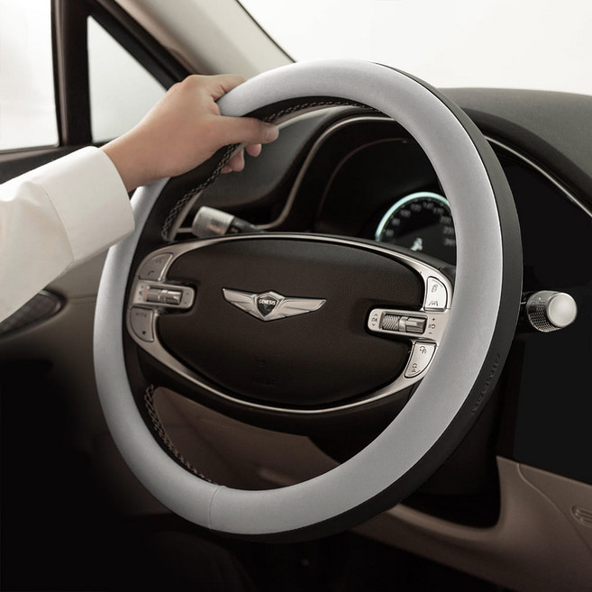 아임반 차량용 투톤 핸들커버, GN7그레이  + 네이비블루