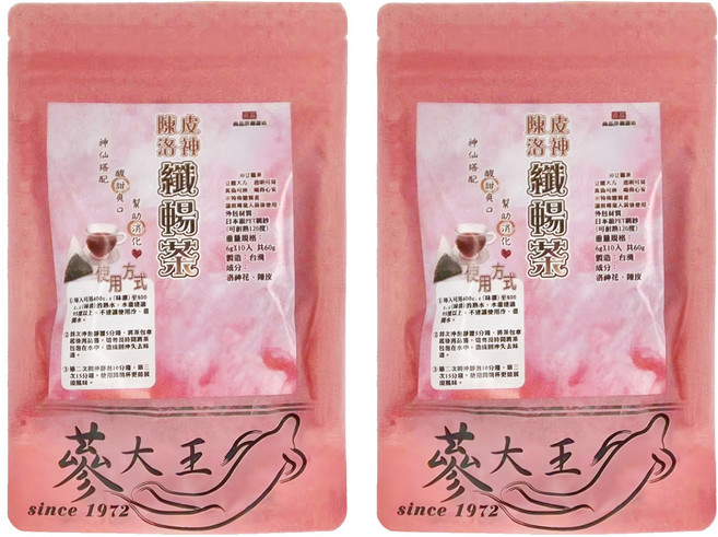 蔘大王 陳皮洛神纖暢茶包, 6g, 10包, 2袋