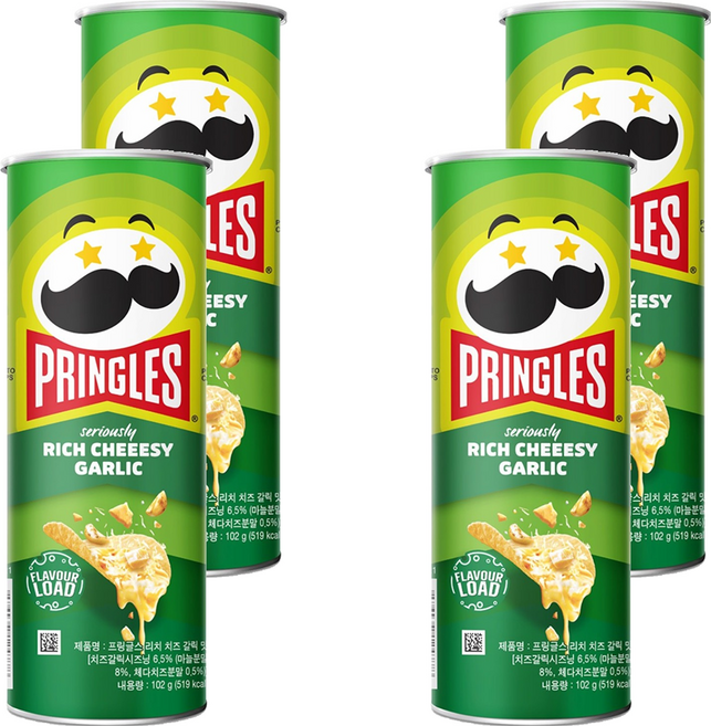 프링글스 리치 치즈 갈릭맛, 102g, 4개