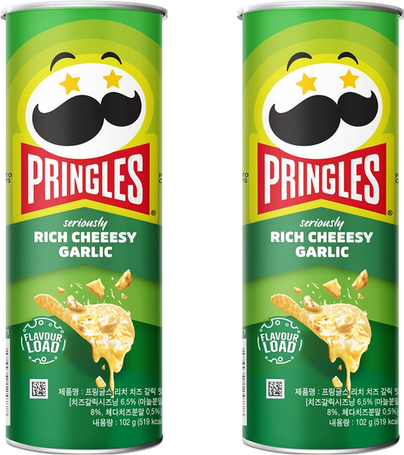 프링글스 리치 치즈 갈릭맛, 102g, 2개