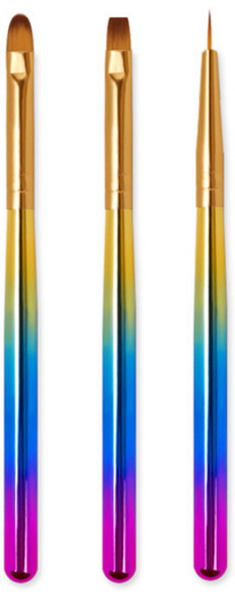 시크핏 전문가용 네일브러쉬 3종 세트 CFB005, 1세트, 혼합색상