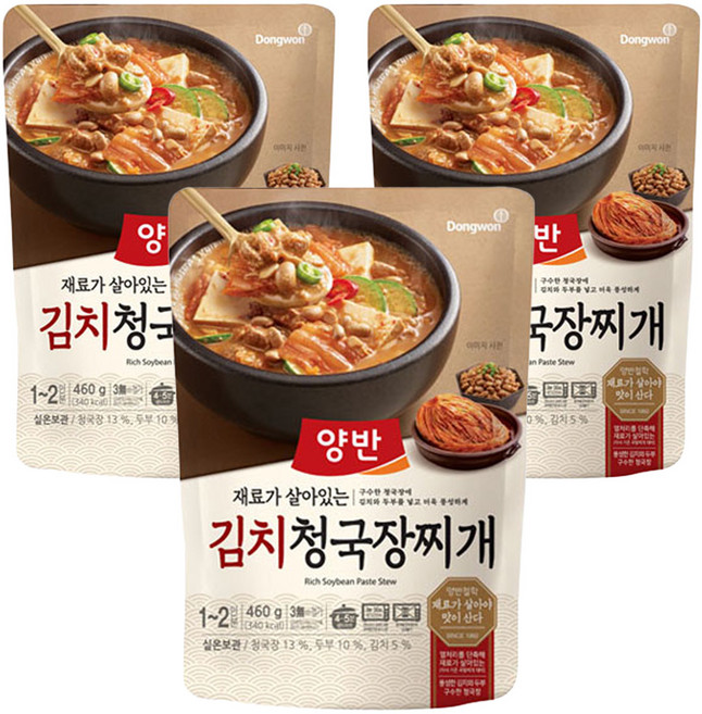 양반 김치 청국장찌개, 460g, 3개