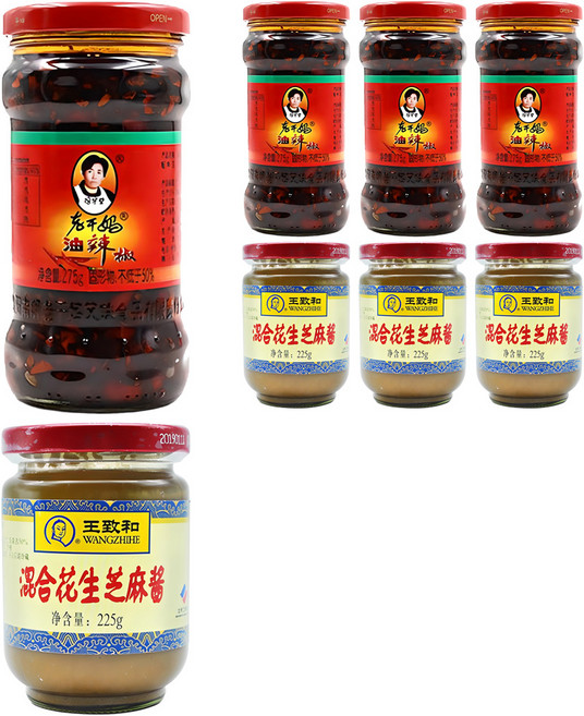 老干媽 油辣椒醬+花生芝麻醬, 500g, 4組