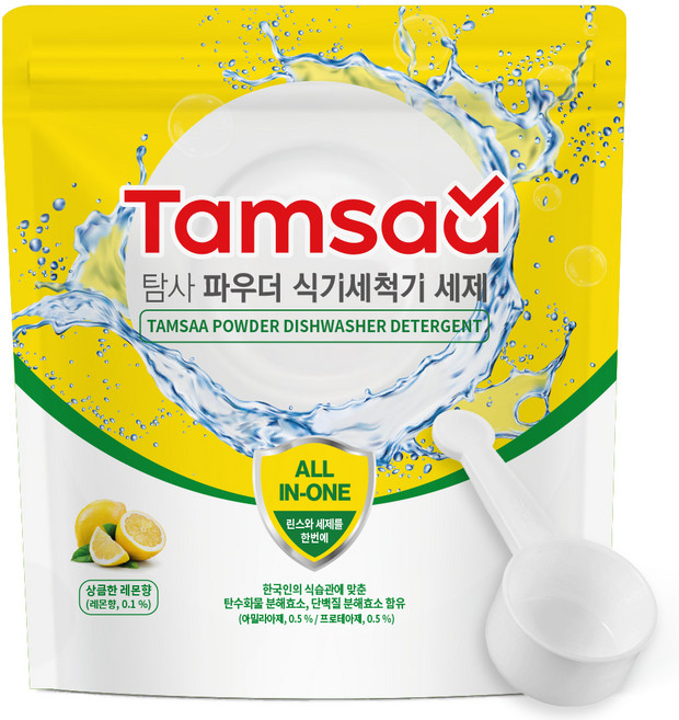 탐사 올인원 파우더 식기세척기 세제 레몬향 린스와 세제를 한번에, 1kg, 1개