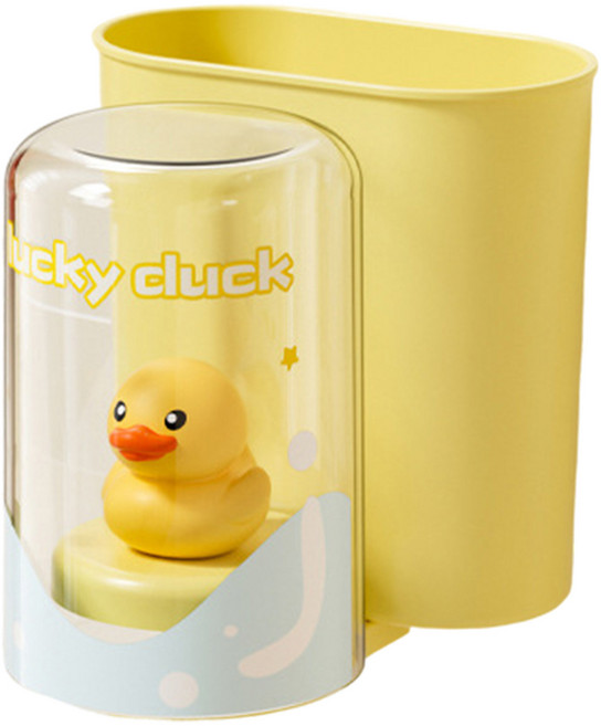 한봄누리 캐릭터 양치컵 무타공 칫솔 거치대 세트, 노란색, 1세트