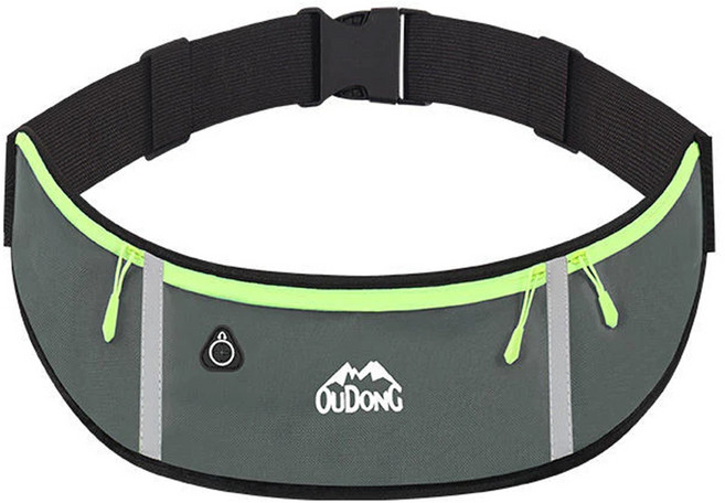 OUDU 多功能運動跑步夜光安全腰包, 灰色, 1個