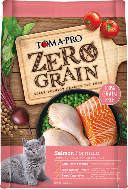 TOMA-PRO 優格 全齡貓 零穀乾飼料, 1袋, 14lb, 鮭魚