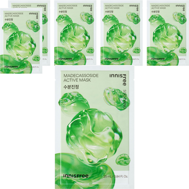 INNISFREE 台灣公司貨 積雪草高效活性面膜 25ml, 6個, 1個裝