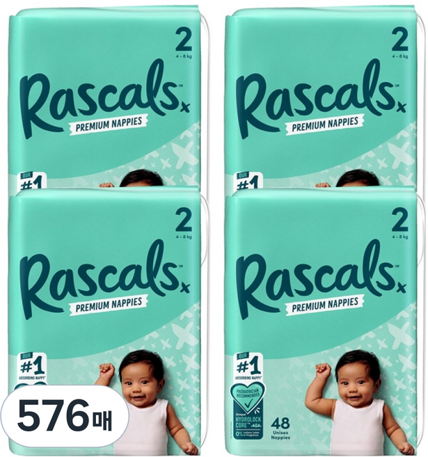 라스칼프렌즈 프리미엄 밴드형 기저귀, 576매, 2단계
