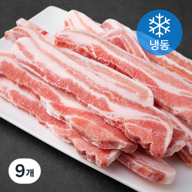 국제식품 덴마크산 수입돈삼겹 구이용 1cm (냉동), 1kg, 9개