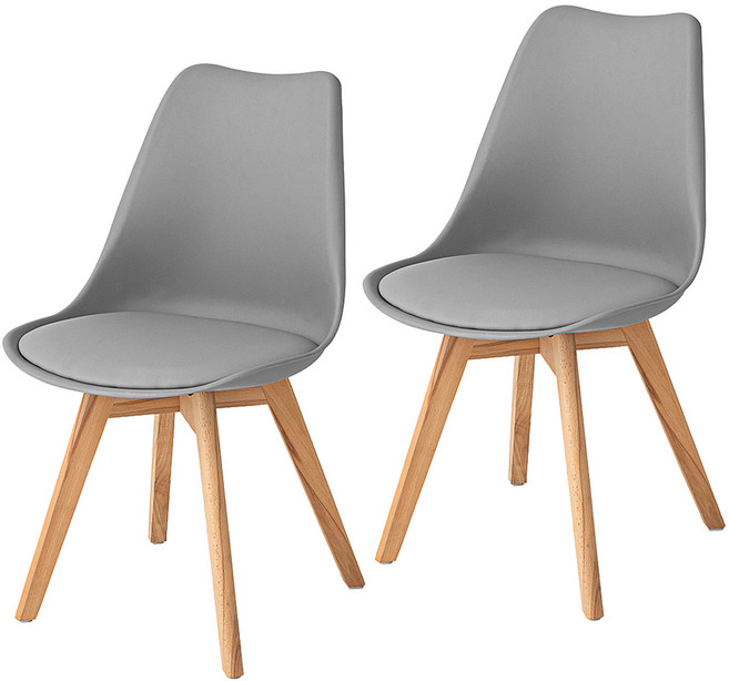 코멧 홈 인테리어 가죽 쿠션 원목 디자인 에펠체어, 그레이, 2개