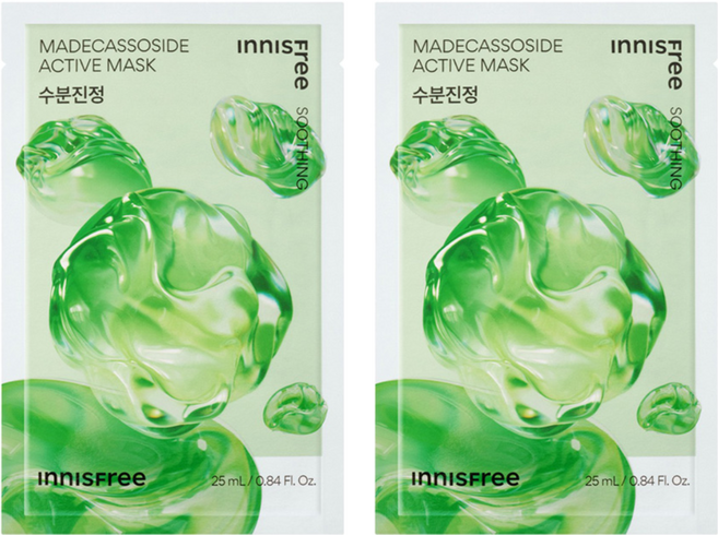 INNISFREE 台灣公司貨 積雪草高效活性面膜 25ml, 2個, 1個裝