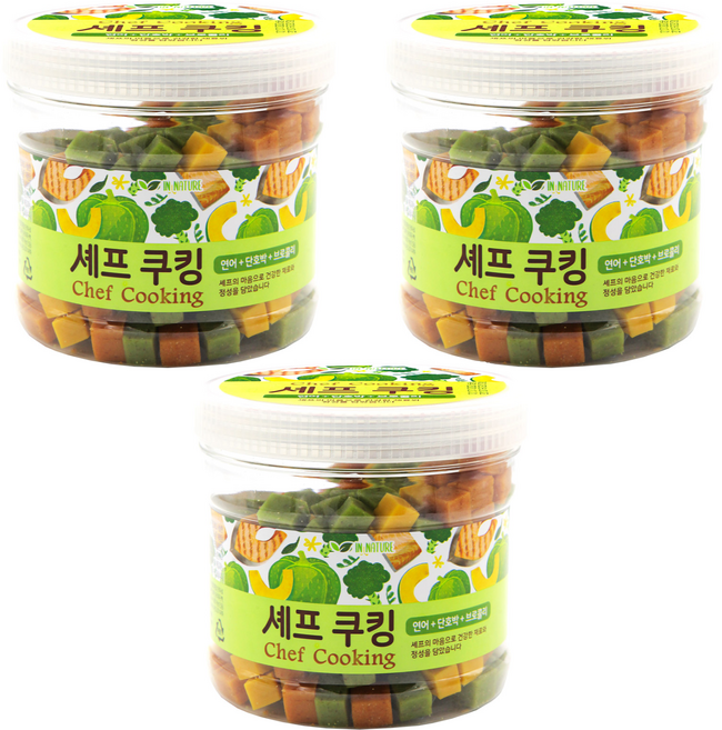 퍼피아이 강아지 셰프쿠킹 간식, 혼합맛(연어/단호박/브로콜리), 400g, 3개