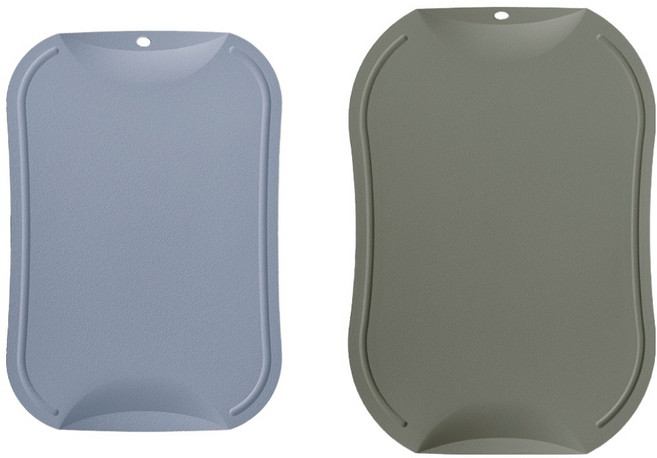 도블레 국산 특허받은 칼집나지 않는 항균도마, 블루그레이(소) + 카키(중), 1세트