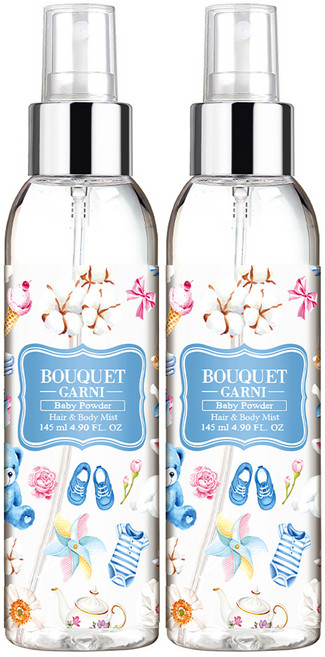 부케가르니 프래그런스드 헤어 앤 바디미스트 베이비파우더, 145ml, 2개