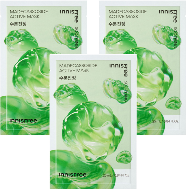 INNISFREE 台灣公司貨 積雪草高效活性面膜 25ml, 3個, 1個裝