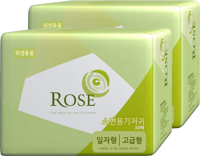 로즈 성인용 일자형 고급형 속기저귀, 30매입, 2팩