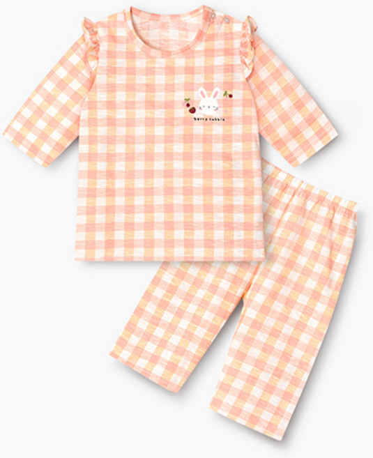 unifriend 兒童款 Berry Rabbit 七分袖棉質居家服套裝
