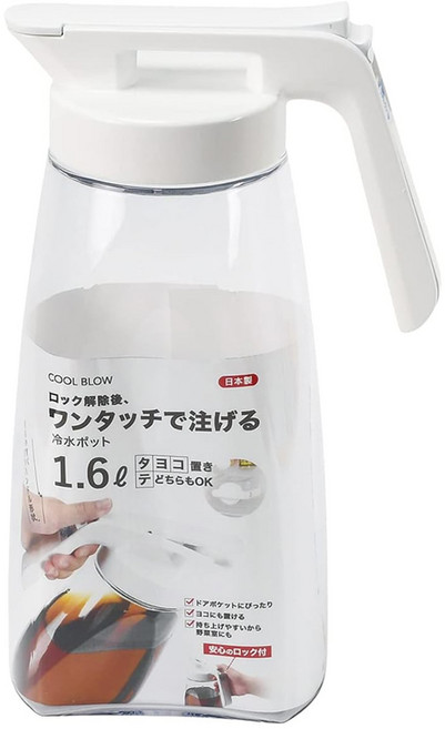 PEARL LIFE 珍珠金屬 按壓式把手冷水壺, 透明色, 1.6L, 1個