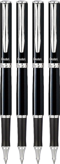 Pentel 飛龍文具 高級金屬鋼珠筆 K611A-AT, 黑色, 4支