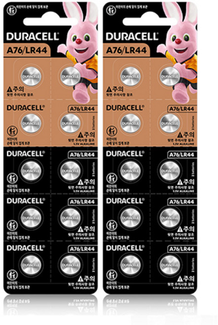 듀라셀 알카라인 코인 건전지 A76 LR44, 10개입, 2개