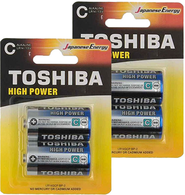 TOSHIBA 東芝 鹼性電池2號 LR14GCP, 2個裝, 2組