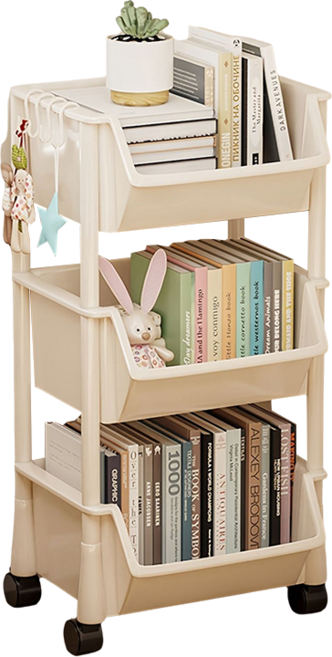 리네프 구르미 트롤리 선반, 화이트, 3단