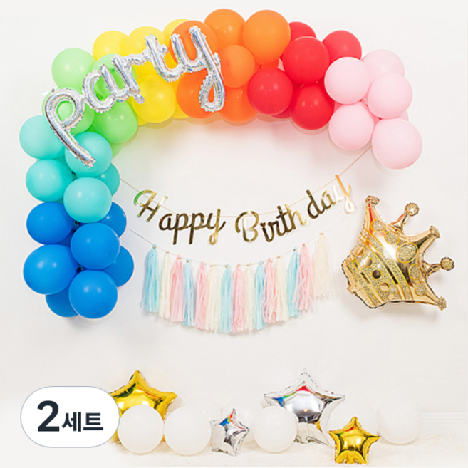 Maket Gamseong 滿月生日慶祝氣球組 款式1, 混合色, 2套