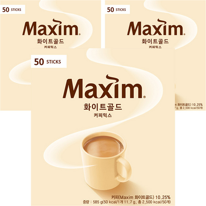 맥심 화이트골드 커피믹스, 11.7g, 50개입, 3개