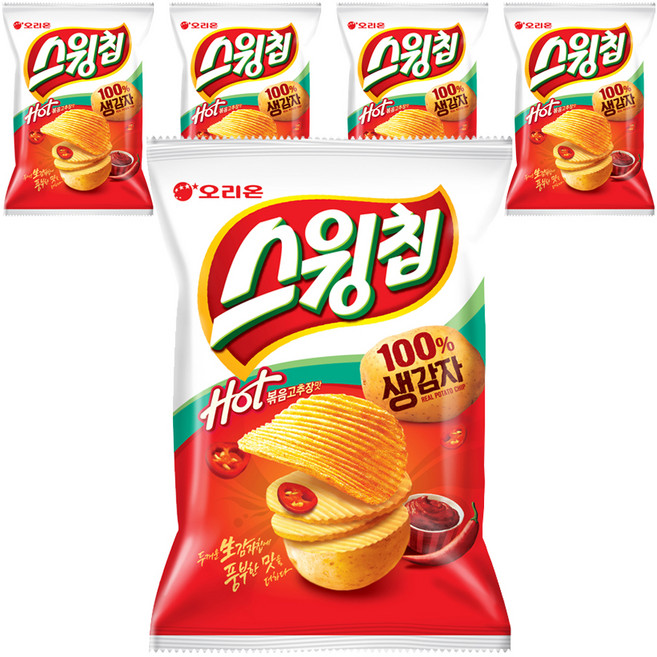 오리온 스윙칩 볶음고추장맛, 110g, 5개