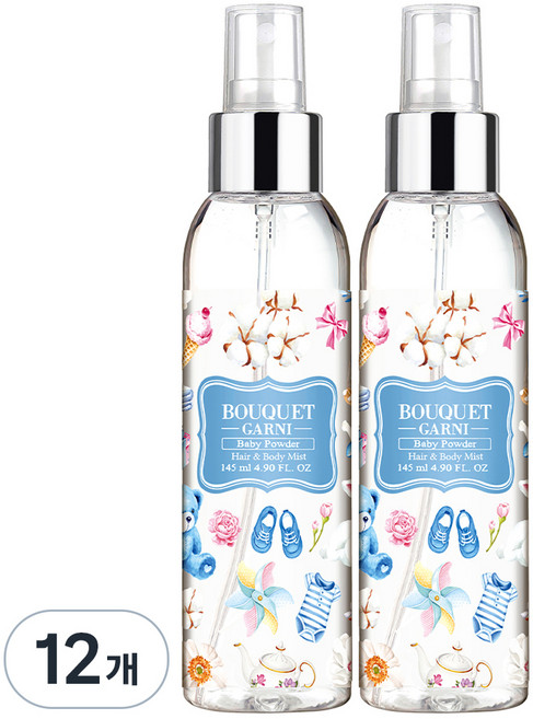 부케가르니 프래그런스드 헤어 앤 바디미스트 베이비파우더, 145ml, 12개