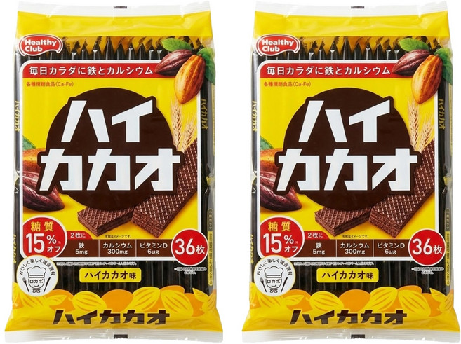 Healthy Club 威化餅乾 濃可可風味 36包, 252g, 2袋