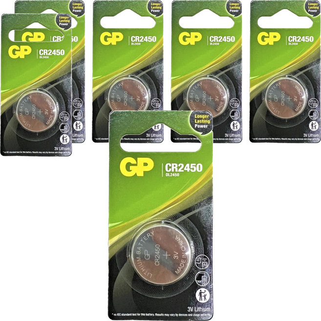 GP Batteries 超霸 鈕型鋰電池 CR2450, 6個, 1入