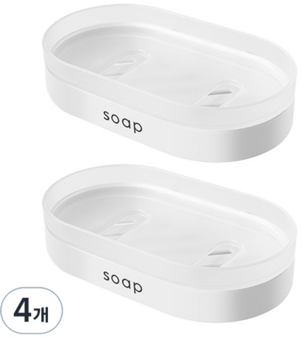 생활공식 접착식 물 잘 빠지는 비누받침, 화이트, 4개