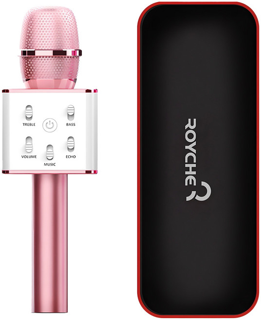 로이체 무선 블루투스 마이크 + 파우치, BTS-30KM, 핑크