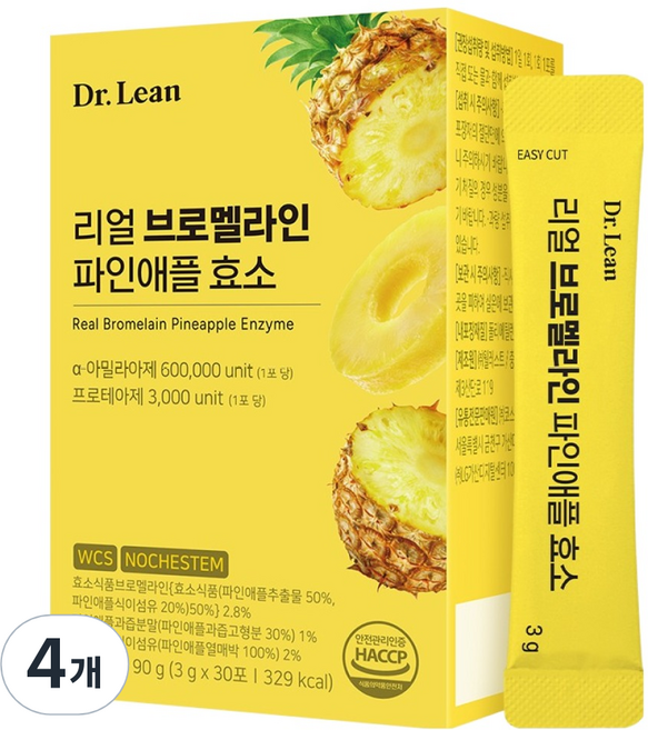 닥터린 리얼 브로멜라인 파인애플 효소 30p, 90g, 4개