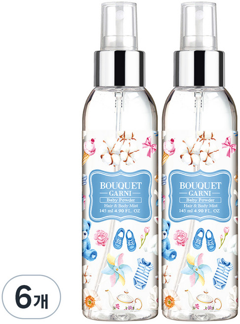 부케가르니 프래그런스드 헤어 앤 바디미스트 베이비파우더, 145ml, 6개