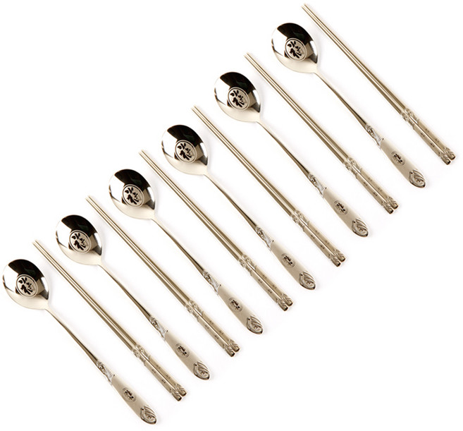 윌리브 국산 304스텐 복 티타늄 수저세트, 혼합색상, 숟가락 6p + 젓가락 6p, 1세트