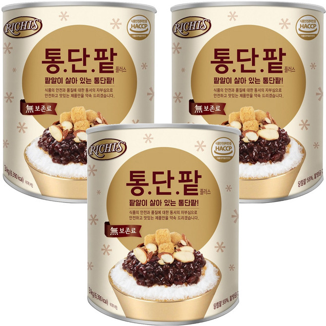 리치스 통단팥 플러스, 3kg, 3개