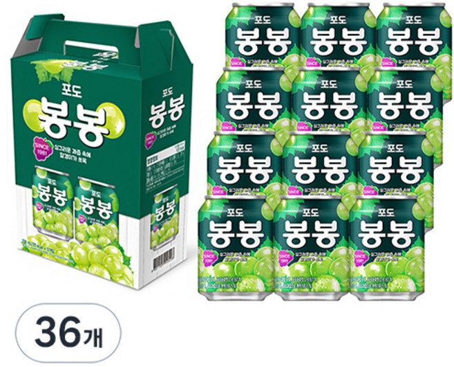 해태htb 포도 봉봉, 238ml, 36개