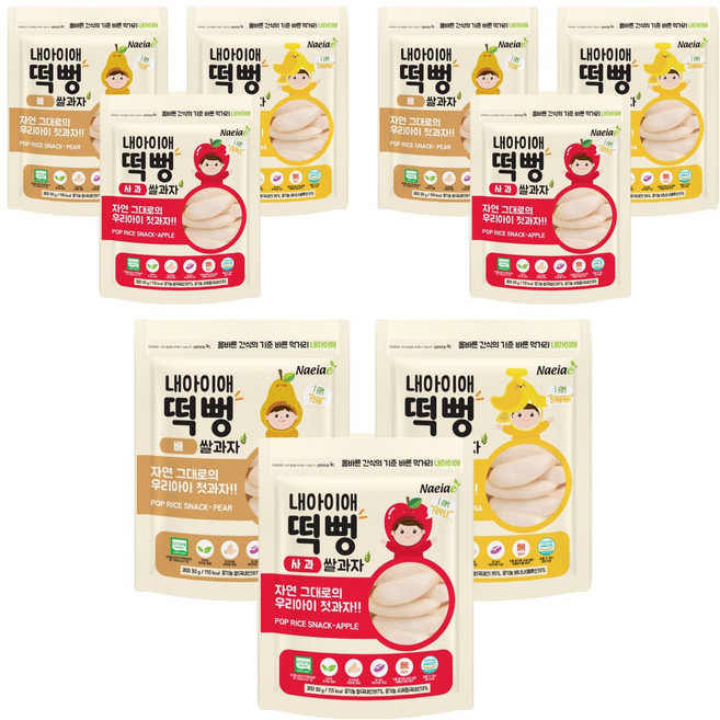 내아이애 유기농 쌀과자 떡뻥 3종 세트, 사과, 배, 바나나, 3세트
