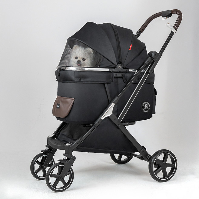 레토 프리미엄 강아지 유모차 풀오토 퀵폴딩 사계절, 블랙, 1개
