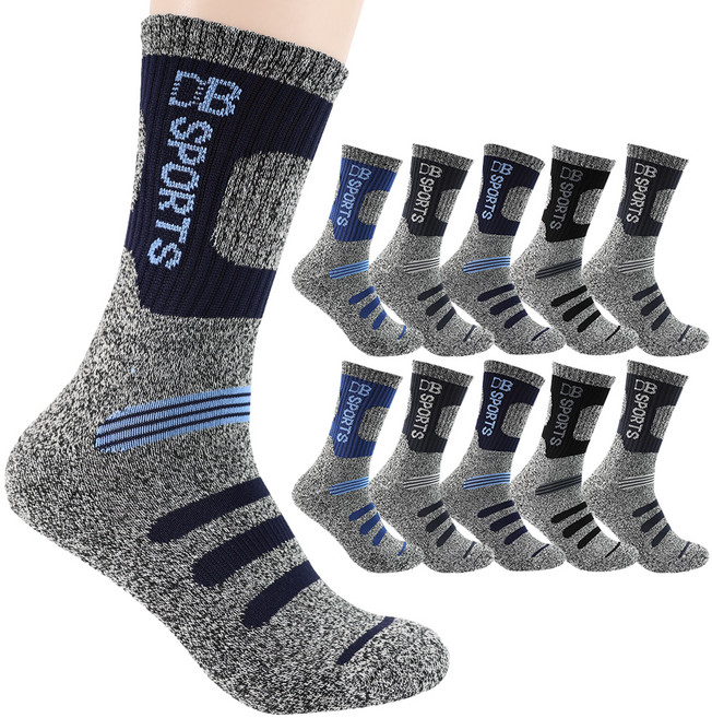 두발로 남성용 2중 파일 등산 양말 10켤레, 랜덤 발송