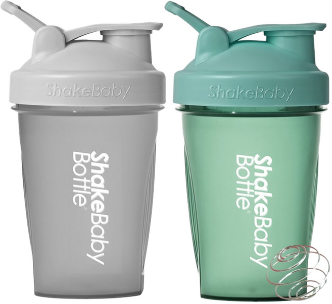 쉐이크베이비 보틀 쉐이커 2종 세트, 그레이 + 그린, 600ml, 2개