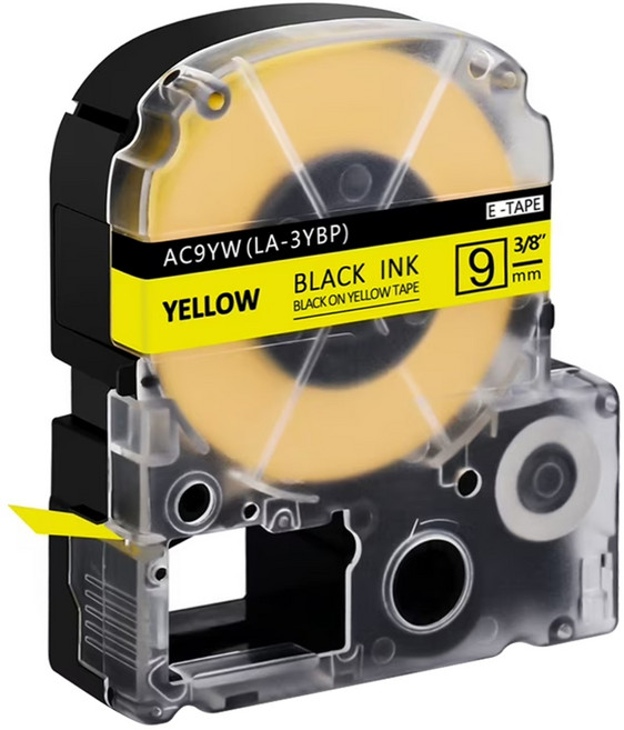 NEXTPAGE 台灣榮工 一般相容標籤帶 EPSON 標籤機適用 LK-3YBP 9mm, 黃底黑字, 8m